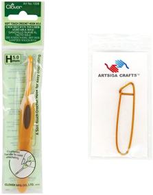img 2 attached to Clover Needlecraft Soft Touch Crochet Hook Bundle with Artsiga Crafts Stitch Holder - Size H8/5mm, 1008/H