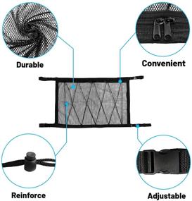 img 3 attached to 🚗 Регулируемая двухслойная сетчатая сетка на потолке автомобиля, карман для груза, 31"x21", органайзер для крыши внедорожника для длительных поездок - удобная сумка для хранения палатки, одеяла, детских игрушек, полотенец и прочих мелочей - внутренние аксессуары.