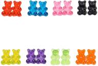 🐻 set of 8 colorful resin candy gummy bear dangle earrings - perfect gift for women and girls - ruizhen logo