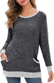 img 2 attached to LILBETTER Womens Color Block Long Sleeve T Shirt with Pocket: Stylish Casual Blouse Sweatshirt