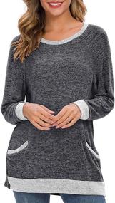 img 3 attached to LILBETTER Womens Color Block Long Sleeve T Shirt with Pocket: Stylish Casual Blouse Sweatshirt