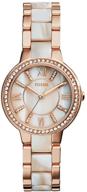 💎 часы кварцевые fossil women's virginia из нержавеющей стали с хрустальными акцентами: гламурный аксессуар со сверкающими кристаллами логотип