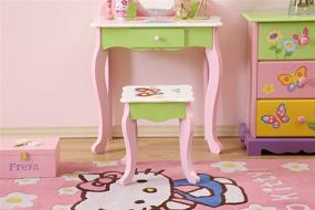 img 1 attached to 💄 YFDZONE Pink Wooden Kids Vanity Set with Mirror - Children's Dressing Table Makeup Table with Stool and Chair