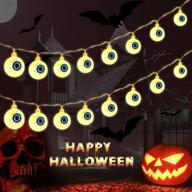 captivating 9.8ft halloween eyeball string lights: flashing/steady on mode, battery operated for indoor/outdoor decor, warm white - perfect for party, garden, yard логотип