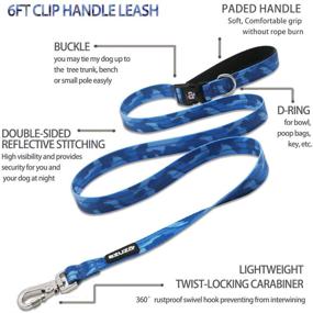 img 4 attached to 🐾 Azusa Reflective Dog Collar and Leash Set - Blue Camo Padded Collar with Matching Clip Handle Leash, Ideal for Small, Medium, and Large Dogs