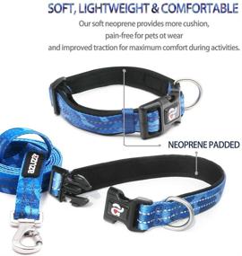 img 1 attached to 🐾 Azusa Reflective Dog Collar and Leash Set - Blue Camo Padded Collar with Matching Clip Handle Leash, Ideal for Small, Medium, and Large Dogs