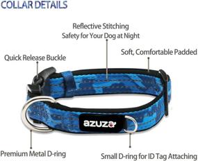 img 3 attached to 🐾 Azusa Reflective Dog Collar and Leash Set - Blue Camo Padded Collar with Matching Clip Handle Leash, Ideal for Small, Medium, and Large Dogs