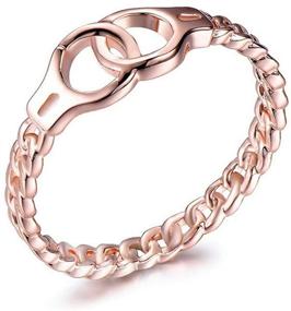 img 1 attached to 🔗 Handcuffs Ring: Stylish Chain Band with Dainty Stacking Rings - Minimalist Statement Jewelry