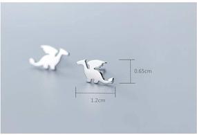 img 1 attached to 🦖 Cute Dinosaur Earrings Studs for Women, Girls & Men | 925 Sterling Silver Hypoallergenic Tiny Dragon & Brontosaurus Animal Cartilage Tragus | Polished Fashion Punk Jewelry | Dainty Gifts for Friends