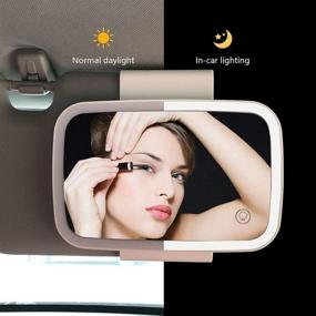 img 1 attached to 💡 Светодиодное автомобильное зеркало с сенсорным экраном - Зеркало заднего вида с подсветкой для макияжа для автомобиля, грузовика, внедорожника - Настольное косметическое зеркало для автомобиля с фонариками
