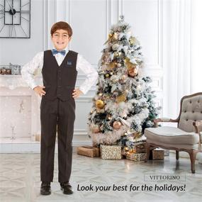 img 2 attached to 👕 Vittorino 3-Piece Holiday Hankerchief Velvet Boys' Suit & Sport Coat Set