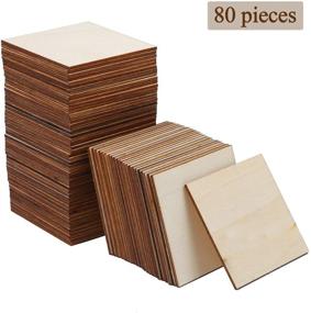 img 3 attached to 🎨 Ruisita 80 Pieces Square Unfinished Blank Wood Tiles for Painting, Writing, and DIY Arts Crafts Project, 3x3 Inches