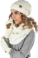 funky junque oversized set: slouchy beanie, infinity scarf & texting glove - complete style statement! logo