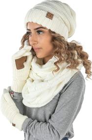 img 2 attached to Funky Junque Oversized Set: Slouchy Beanie, Infinity Scarf & Texting Glove - Complete Style Statement!