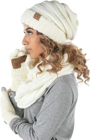 img 1 attached to Funky Junque Oversized Set: Slouchy Beanie, Infinity Scarf & Texting Glove - Complete Style Statement!