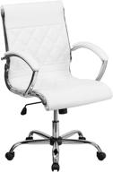 стильный и удобный: офисное кресло flash furniture mid-back white leathersoft с хромированной основой и подлокотниками. логотип