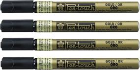 img 4 attached to 🖌️ Sakura Pen-Touch Metallic Gold Paint Marker - 1.0mm Fine Tip, Pack of 4