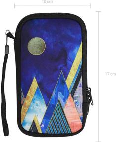 img 1 attached to 📱 kwmobile Neoprene Sleeve for 6.5" Smartphone - Shock Absorbing Pouch Case - Moon and Mountains Gold/Coral/Dark Blue - Buy Now