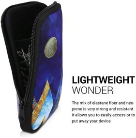 img 3 attached to 📱 kwmobile Neoprene Sleeve for 6.5" Smartphone - Shock Absorbing Pouch Case - Moon and Mountains Gold/Coral/Dark Blue - Buy Now