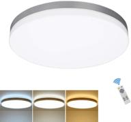 🔆 enhance your space with dllt 24w modern dimmable led flush mount ceiling light fixture - remote control, 13 inch round design for bedroom/kitchen/dining room - adjustable timing & 3 light color options логотип