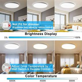 img 2 attached to 🔆 Enhance Your Space with DLLT 24W Modern Dimmable Led Flush Mount Ceiling Light Fixture - Remote Control, 13 Inch Round Design for Bedroom/Kitchen/Dining Room - Adjustable Timing & 3 Light Color Options