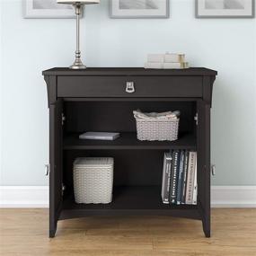 img 1 attached to Bush Furniture Salinas Secretary Desk - Vintage Black with Keyboard Tray, Storage Cabinet