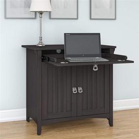 img 2 attached to Bush Furniture Salinas Secretary Desk - Vintage Black with Keyboard Tray, Storage Cabinet