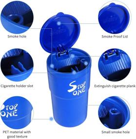 img 3 attached to 🚬 Large Portable Car Ashtray CA-101 with Clamshell Lid - Windproof, Detachable, PBT Material - Ideal for Indoor, Outdoor, Travel - Full Washable - Blue