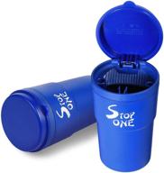 🚬 large portable car ashtray ca-101 with clamshell lid - windproof, detachable, pbt material - ideal for indoor, outdoor, travel - full washable - blue logo