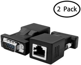 img 4 attached to 🔌 HUACAM HGA66 VGA Extender Over Ethernet Adapter | VGA Male to Cat5/Cat6/RJ45 Female Network Cable Connector (2 packs)