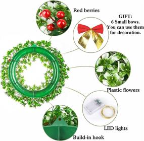 img 2 attached to 16-inch Christmas Wreaths with Merry Christmas and Welcome Sign – 🎄 Holiday Door Wreath with Green Leaves, Flowers, and LED Lights for All Seasons