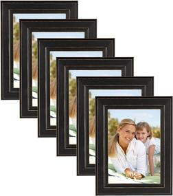 img 4 attached to 🖼️ Pack of 6 Kieva Solid Wood Picture Frames, Distressed Black, 5x7 by DesignOvation