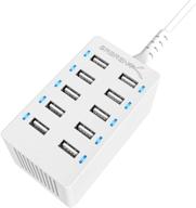 🔌 sabrent 10-port usb rapid charger - family-sized smart charger with auto detect technology - 60w (12a) - [ul certified] - white (ax-tpcs-w) logo