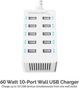 img 3 attached to 🔌 Sabrent 10-Port USB Rapid Charger - Family-Sized Smart Charger with Auto Detect Technology - 60W (12A) - [UL Certified] - White (AX-TPCS-W)