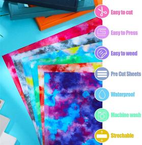 img 1 attached to 🌈 12 Sheets Tie Dye HTV Vinyl Bundle - 12 x 10 Inch Watercolor Patterned Vinyl with Rainbow Color Clouds - Iron-on Transfer Vinyl for DIY Crafts (Classic Colors) - Heat Press Sheet Included