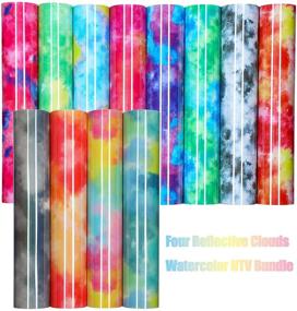 img 2 attached to 🌈 12 Sheets Tie Dye HTV Vinyl Bundle - 12 x 10 Inch Watercolor Patterned Vinyl with Rainbow Color Clouds - Iron-on Transfer Vinyl for DIY Crafts (Classic Colors) - Heat Press Sheet Included