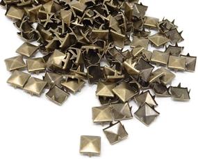 img 1 attached to Honbay 200PCS Antique Brass Nailheads - 10mm 🔨 Metal Punk Spikes, Square Pyramid Studs for Leathercraft - DIY