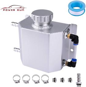 img 4 attached to 🌡️ Enhance Your Cooling System with PowerRun Universal 1L Radiator Coolant Overflow Tank - Polished Aluminum (Silver)