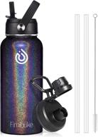 🎁 32 oz bpa-free insulated water bottle with 2 lids (straw and spout), sweat-free & leak proof, 18/8 stainless steel double wall vacuum hot/cold bottle - perfect christmas gift for men and women логотип