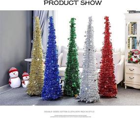 img 1 attached to 🎄 HenMerry 5ft Collapsible Christmas Tree with 100LED Multicolored Lights - Artificial National Trees Tinsel Christmas Decor for Home, Office, Apartment - Foldable Xmas Tree with Holiday Party Decoration, Stand Included