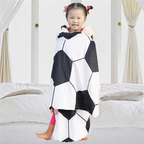 img 3 attached to Cozy Kids Soft Soccer Hooded Blanket: Plush Warmth for Bed, Couch & Travel!