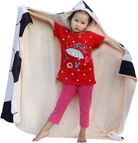 img 2 attached to Cozy Kids Soft Soccer Hooded Blanket: Plush Warmth for Bed, Couch & Travel!