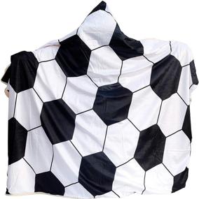 img 4 attached to Cozy Kids Soft Soccer Hooded Blanket: Plush Warmth for Bed, Couch & Travel!