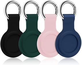 img 4 attached to Anti-Scratch Soft Silicone Protective Bumper Case for AirTags - 4 Pack with Key 🔒 Ring, Kucheed Portable Phone Finder Skin Cover Compatible with AirTag. Tracker Holder for Keys, Pet Backpacks