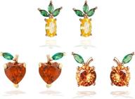 разноцветные серьги со стразами и ананасом tropical earring логотип