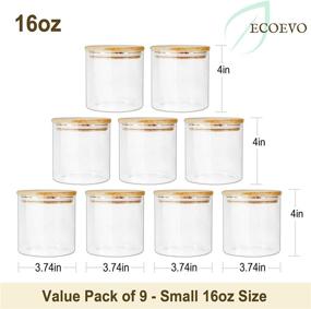 img 2 attached to 🍃 EcoEvo Glass Jars with Bamboo Lids - 9 Pack of 16oz Glass Food Jars and Canisters Sets