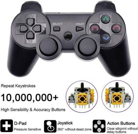 img 1 attached to 🎮 Wireless Double Vibration Remote Gamepad for Sony Playstation 3 - Vinonda PS3 Controller (Black) with Charging Cable