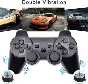 img 3 attached to 🎮 Wireless Double Vibration Remote Gamepad for Sony Playstation 3 - Vinonda PS3 Controller (Black) with Charging Cable