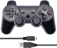 🎮 wireless double vibration remote gamepad for sony playstation 3 - vinonda ps3 controller (black) with charging cable logo