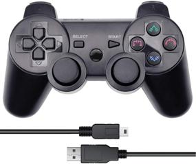 img 4 attached to 🎮 Wireless Double Vibration Remote Gamepad for Sony Playstation 3 - Vinonda PS3 Controller (Black) with Charging Cable